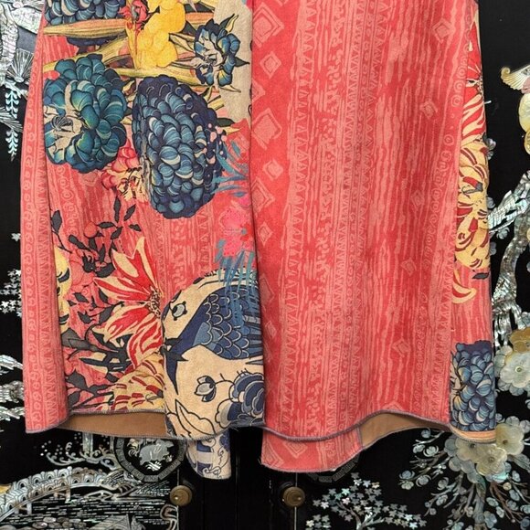 Feratelli Sleeveless Patchwork Vest Multicolor Floral Abstract Open Front M - Picture 9 of 13